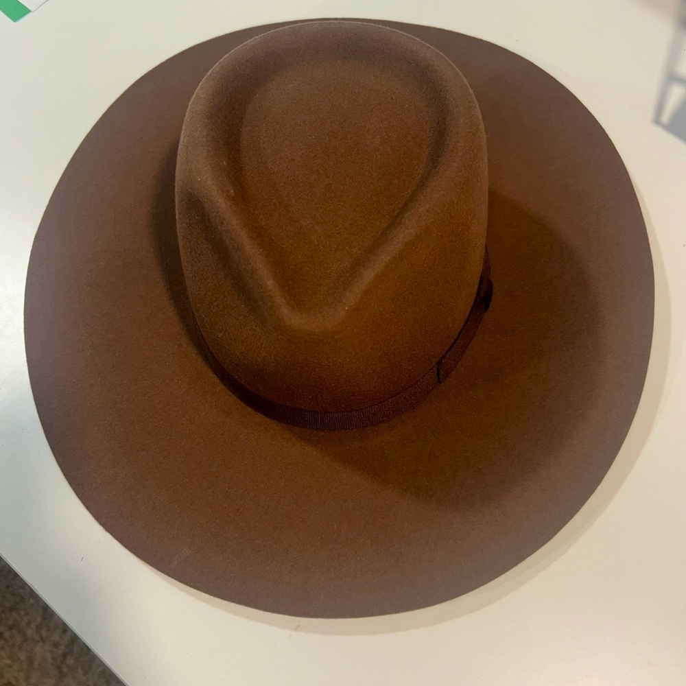 Brown Wide Brim Fedora Hat
